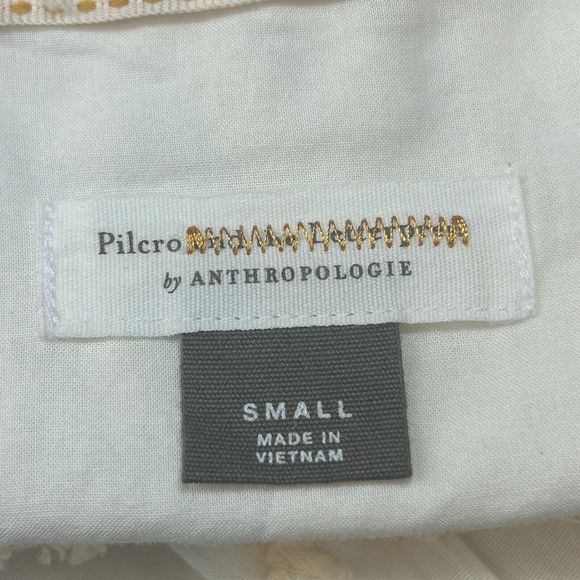 Pilcro Anthropologie Blouse Shirt Cotton Cream Textured Dot Size S NWT - Picture 6 of 14